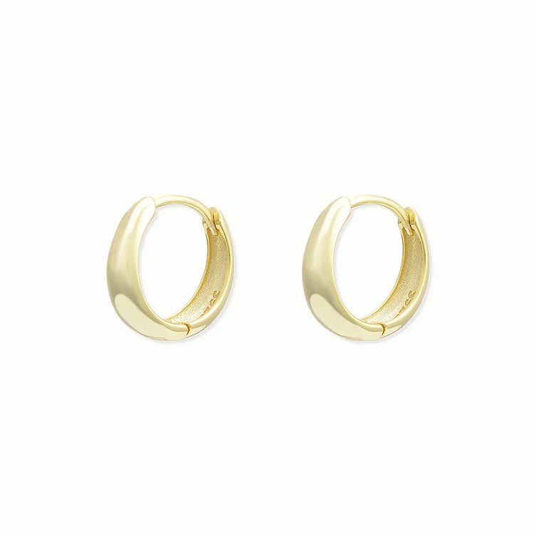 LYBURCHI 925 Sterling Silver 18K Gold Plated Wholesale Minimal Earrings Oval Dome Gold Huggie Hoop Earrings Jewelry