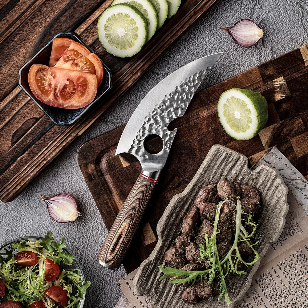 Professional 6 Inch Kitchen Buther Knife 4CR13 Stainless Steel Kitchen Knife Hammered Blade With Pakka Wood Handle
