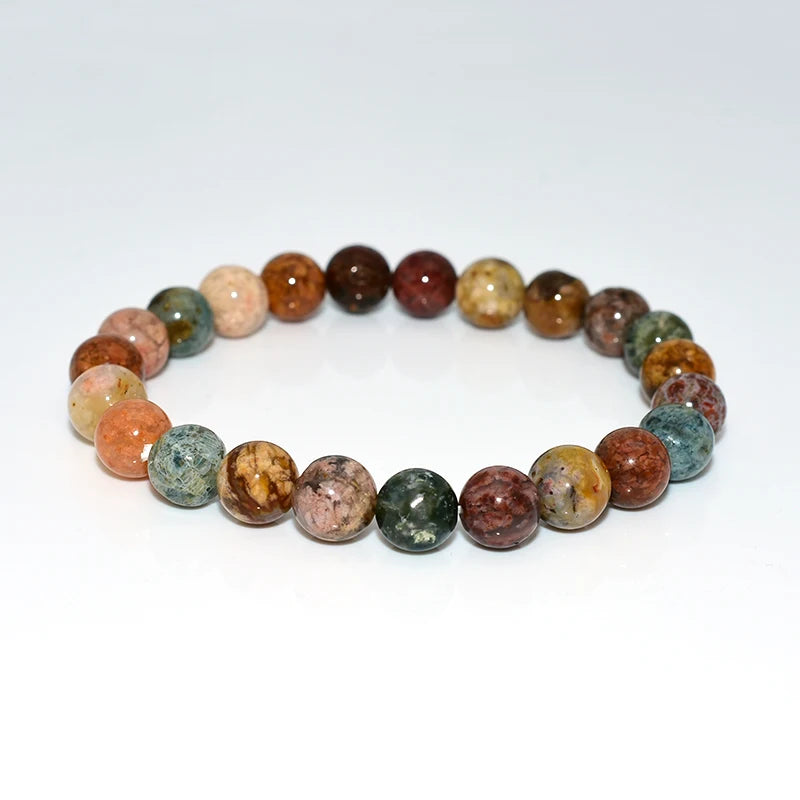 Wholesale 6/8/10mm Natural Multicolor Ocean Jasper Bracelet for Women Men