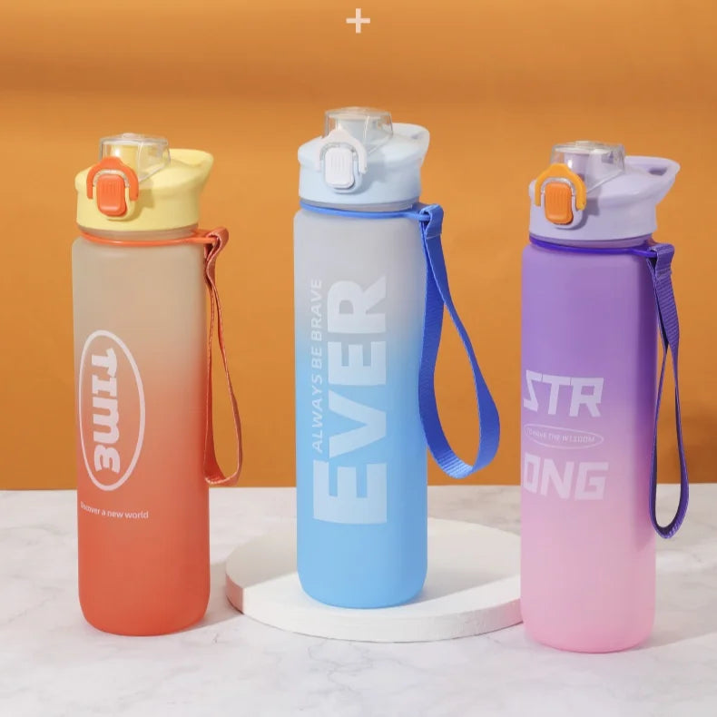 Large Capacity Bounce Button Rainbow Six-side Type Bottle Ins Internet Celebrity Convenient Sports Plastic Sport Water Cup