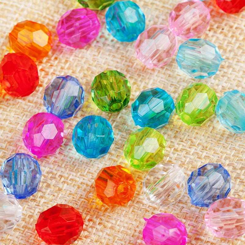 Factory  Wholese Colorful Acrylic Round Plastic Beads  with 32-sided Round Have Holes Beads 12mm