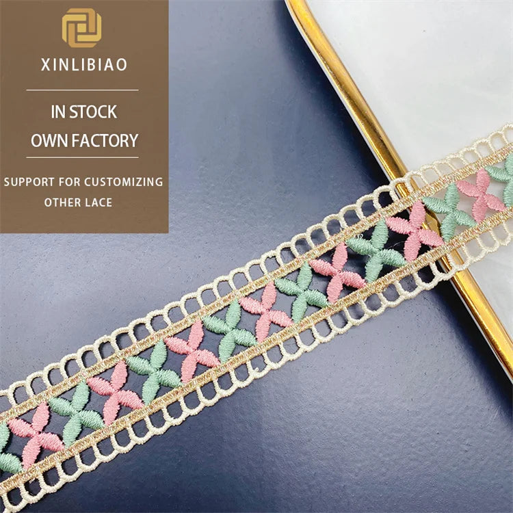 Multicolored Embroidery Lace Double-sided Home Textile Clothing Lace Accessory Polyester Cross-lace Trim