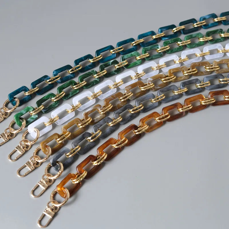 Meetee B-C163 Fashion Vintage Mixed Gold Shoulder Strap Bag Accessories Resin Acrylic Custom Thick Chain