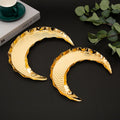 Pafu Ramadan vParty Supplies Eid Mubarak Moon Shaped Ramadan Plate Metal Tray Fruit Cake Plate Decoration Ramadan Tray Moon