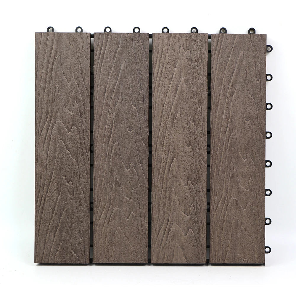 Exterior Deep Embossed 3D Wood Grain Texture Square WPC Flooring Tiles Outdoor Interlocking Waterproof Composite Decking
