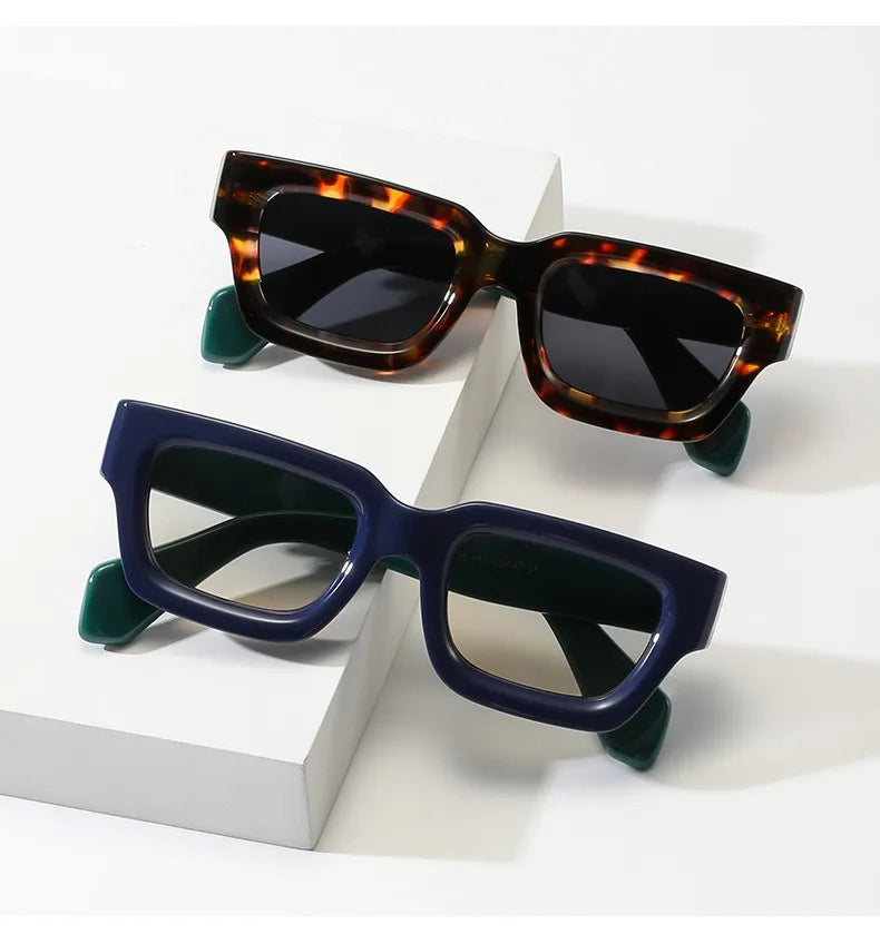 QSKY New Sunglasses 2023 Vintage High End Thick Frame Sunglasses Small Colourful Frame square Uv400 Sun Glasses Shades