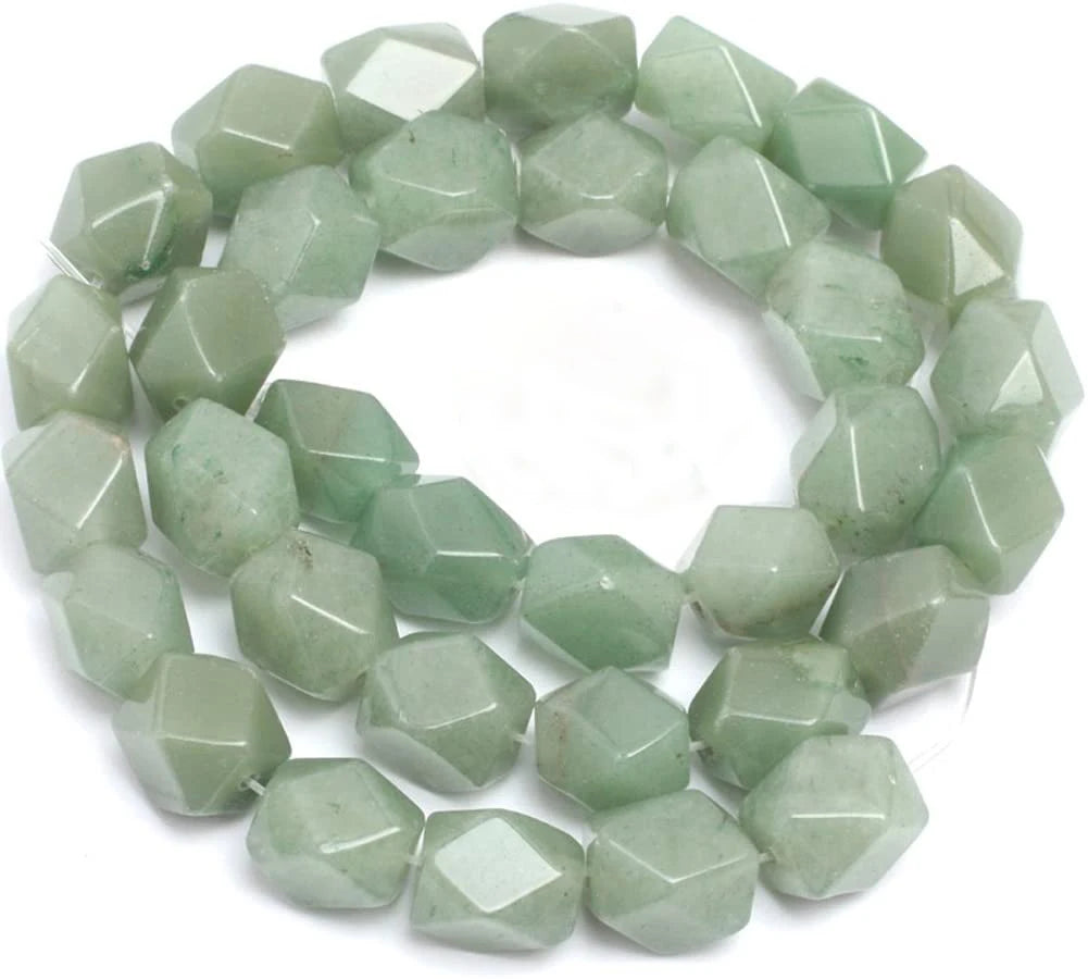 Hot Selling Beads for Jewelry Making Natural Faceted Green Aventurine Diamond Cutting Healing Power Gemstone Loose Beads