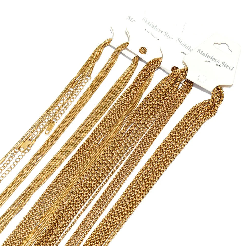 Stainless Steel 50cm Gold Plated Snake Necklace Chains for Diy Accessories Findings Wholesale Jewelry Making Supplier