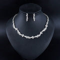 Weiman Classic Round Zircon Necklace and Earrings Bridal Jewelry Set Rhodium Plated for Wedding Bridesmaid and Parties