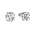 YILUN Wholesale Classic Twisted Design CZ Stone 925 Sterling Silver Stud Earrings for Women