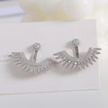 ZHILIAN New Arrival Wedding Drop Earrings Cubic Zircon Wing Shape Silver Luxury Stud Earrings