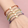 Low MOQ Fashion 3MM Natural Stone Moonstone Amethyst Hematite Heat Brass Gold Beads Couple Chain Bracelet