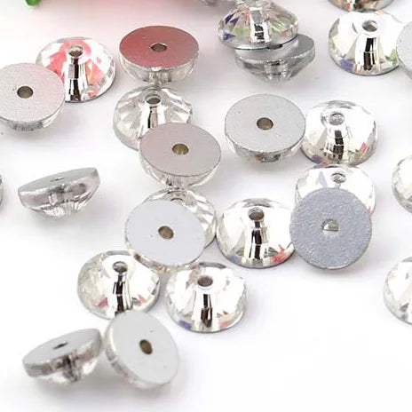 Wholesale Color Middle Hole Flat Bottom Hand Sewn  Crystal Glass Rhinestone