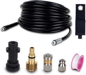 15M/50FT Pressure Washer Drain Pipe Hose Cleaning Kit with Jet Nozzle and Rotating Jet Nozzle