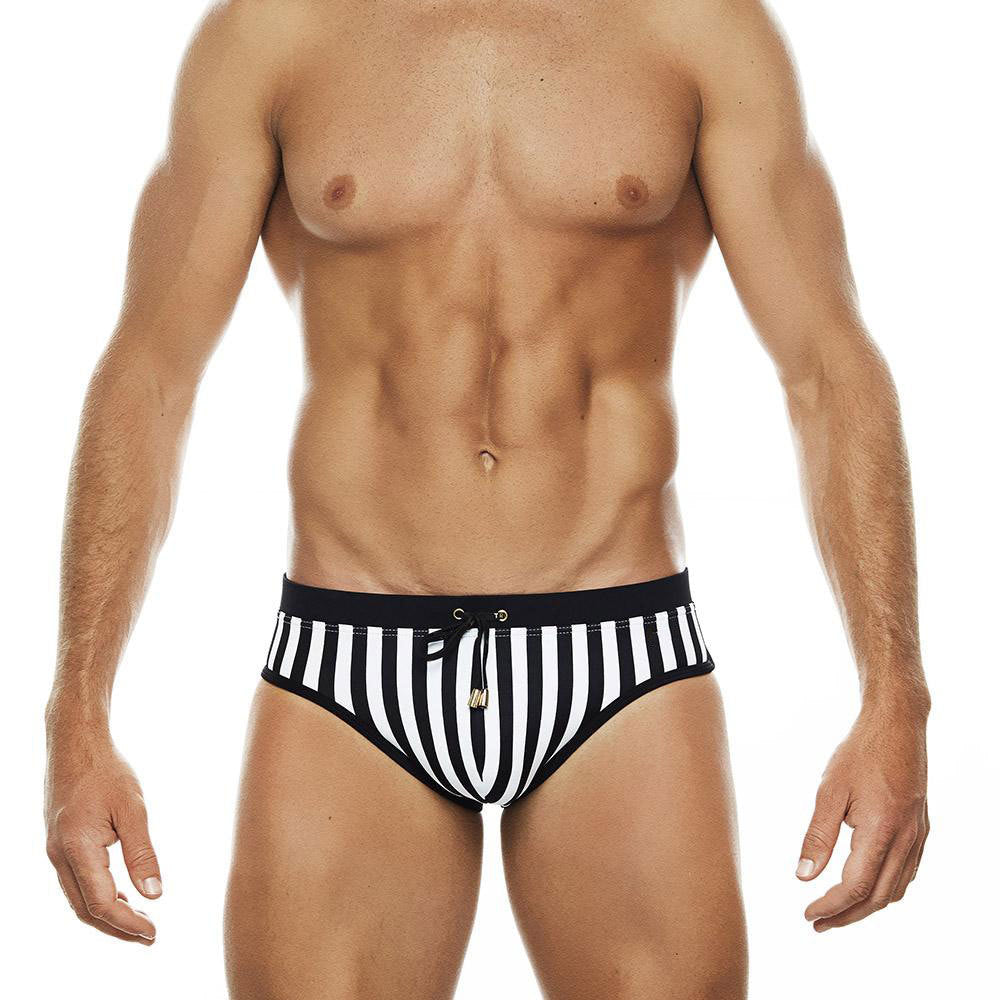 GZFZ-UXH062-1 Swimwear Manufacturer Men's Stripe Swim Trunk Bikini Briefs Eco Friendly Swimwear