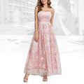 Clothing Factory Wholesale Custom  Women Summer Pink Embroidered Tulle High Temperament Fashion Casual Elegant Midi Dresses