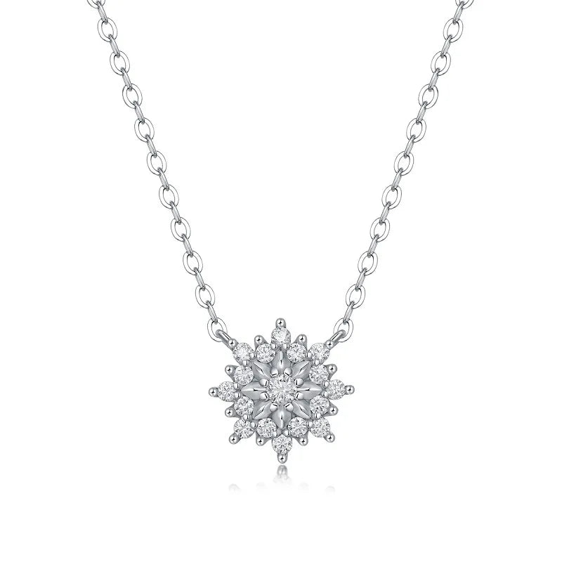 2mm(0.03CT) S925 Sterling Silver Mosonite Pendant Necklace Sunflower Fashion Classic Necklace Jewelry
