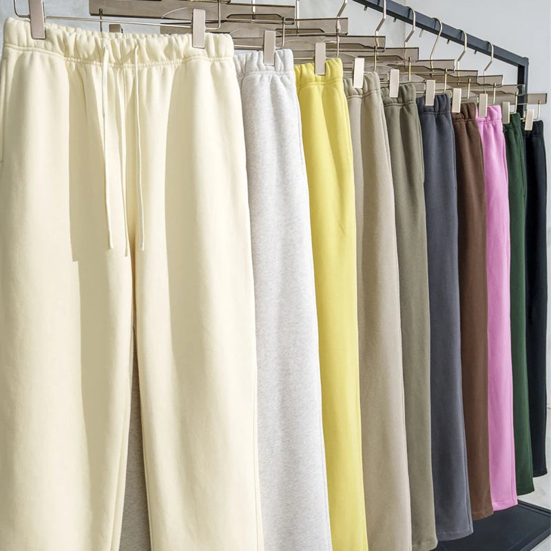 Custom Logo Cotton Straight Leg Jogger SweatPants Loose Blank Wide Leg Sweatpants Men
