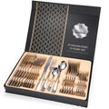 Gold Flatware Silverware Set Stainless Steel Wholesale Titanium Gold Cutlery Set 24 Pcs Gift Box
