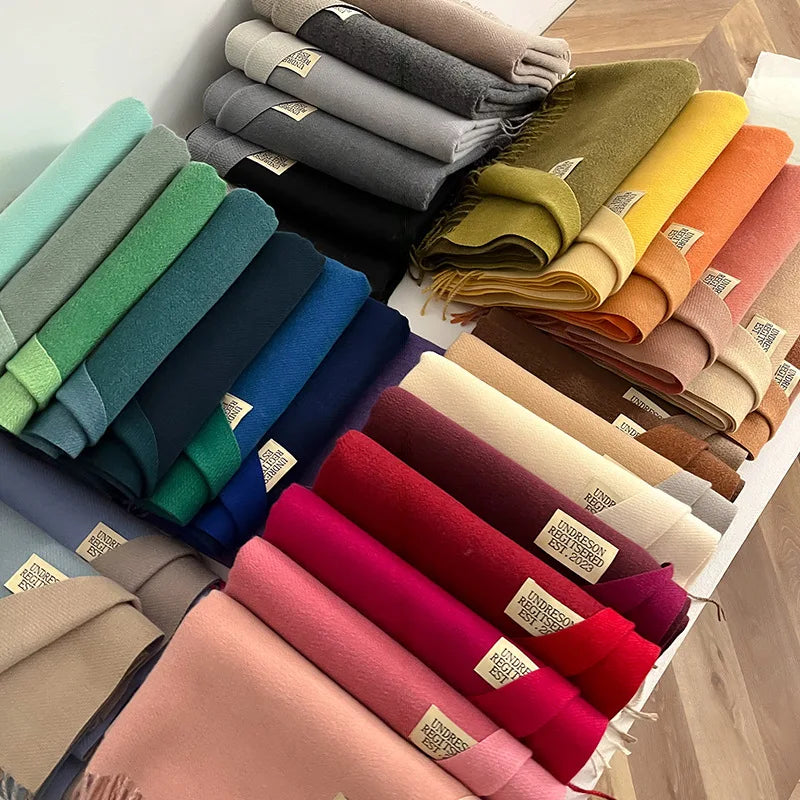 Hot Sale Women Pashmina Scarf Solid Color Winter Cashmere Scarf Custom Women Long Scarves Stoles for Women