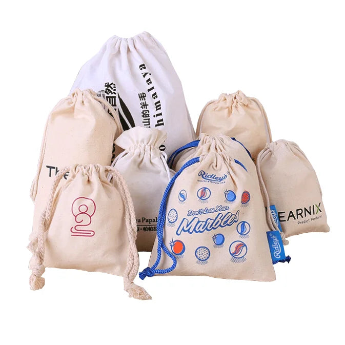 Practical Cotton Linen Flannel Drawstring Gift Bag Wholesale Customizable Canvas Storage Bag with Customized Logo for Promotions