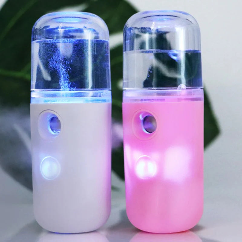 Lavalash Handheld Nano Mister Facial Moisturizing Mini Cool Sprayer USB Charging 30ml 400mAh Battery Pink/White