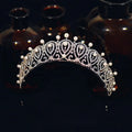 Stunning Bridal Headdress Pageant Zircon Pearl Tiara Wedding Hair Accessories Princess Birthday Crown