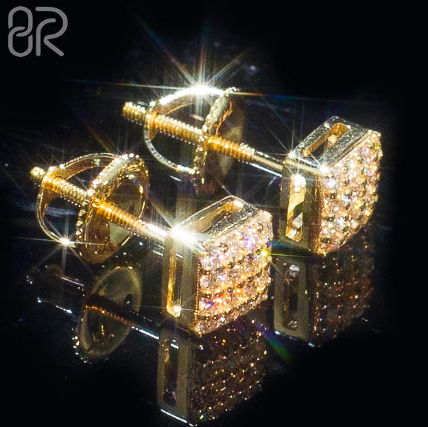 Pass Diamond Tetser Real 14K Solid Gold Vvs Moissanite Earring Iced Out Round Brilliant Cut Diamond Stud Earrings for Men Women