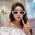 American Fashion Female Sunglasses Square Small Frame Simple Style Yellow PC Material for Street Shots Sunshade