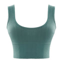 New Style Everyday Elastic Ribbed Knit Crop Top for Ladies U-Neck Vest Solid Color Tank Top Breathable and Plain Dyed