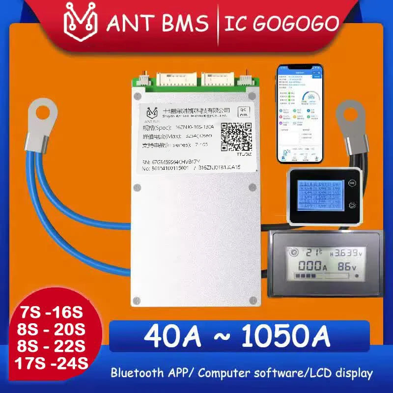 Smart 7S ~ 20S 16S 22S ANT BMS Lifepo4 Li-ion LTO Battery Protection Board 100A 300A 80A 220A Bluetooth APP 10S 13S 14S Balance