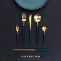 4pcs 304 Metal Flatware Set Gold Green Spoon Fork Knife Mirror Polish Cutlery Silverware for Steak Elegant Dining Cutlery