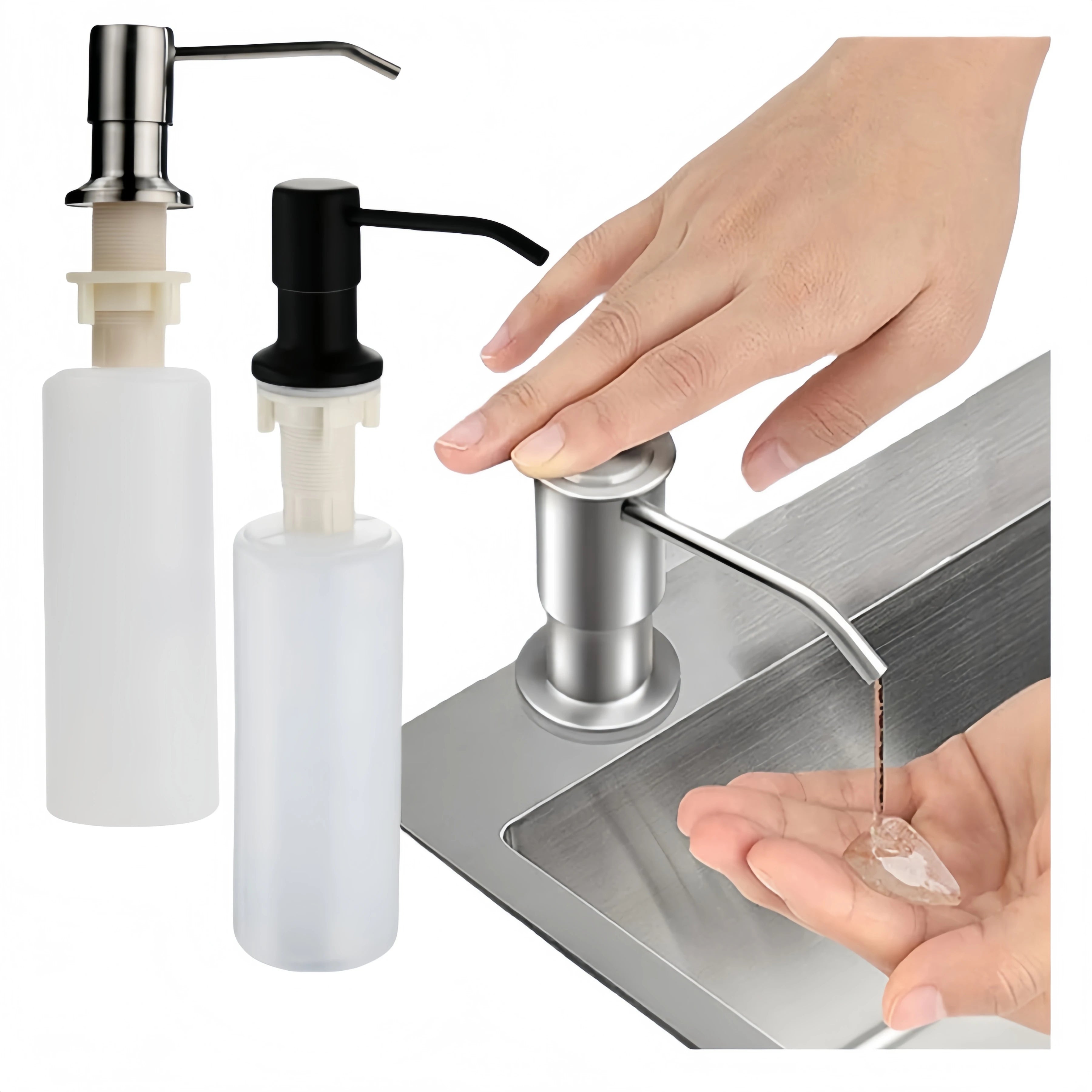 300cc Stainless Steel Sink Soap Dispenser Liquid Soap Bottle Manually Pressing Soap Lotion Dispenser Kitchen Accessories 350ml