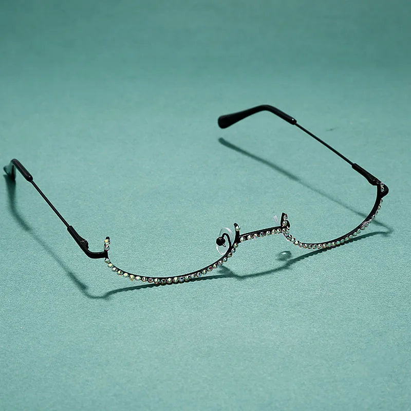 Unisex INS Style Oval Solid Half-frame Decoration Glasses No Lens Fashion Chain Glasses