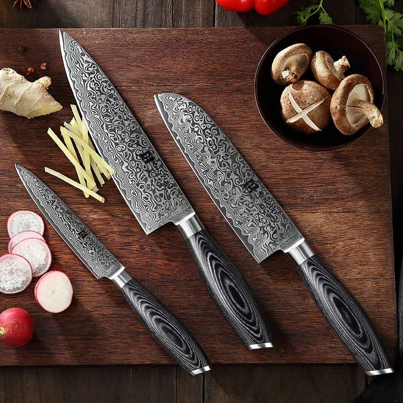 Super Sharp Kitchen Knives 67 Layers Damascus Steel Chef Knife Set Pakka Wood Handle Handmade MegaBDM