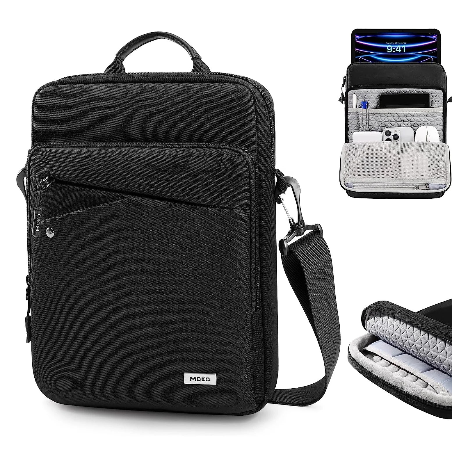 MoKo 11 Inch 360 Degree Full Protective 900D Waterproof Carrying Bag Shoulder Strap YKK Zipper Tablet Bag for iPad 10th Gen 2022
