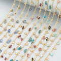 C306 1m/Lot 18K Gold Rhodium Plated Copper Nickel Free Natural Stone DIY Bracelet Necklace Chain Components Jewelry Findings