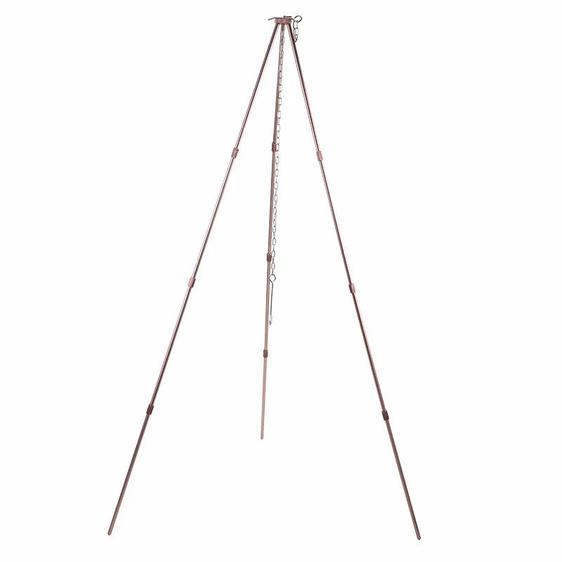 CAMPINGMOON 4 Sections Updated Bronze Black Color Aluminum Alloy Outdoor Camping Cooking Hanging Pot Tripod for Campfire Picnic