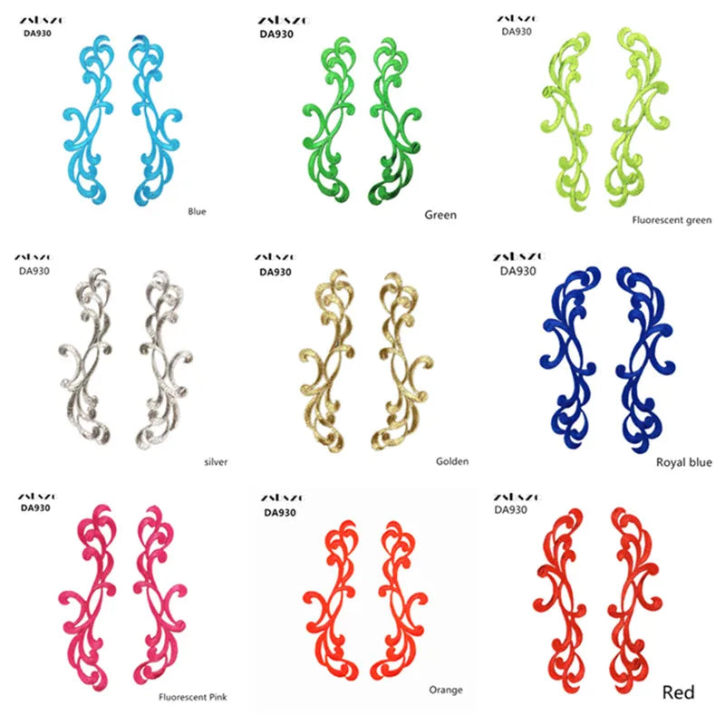 Hot Sale Embroidery Polyester Applique Pair Flower Lace Decal Dance Dress Multicolor Guipure Lace Patch  Lace Collar for Dresses