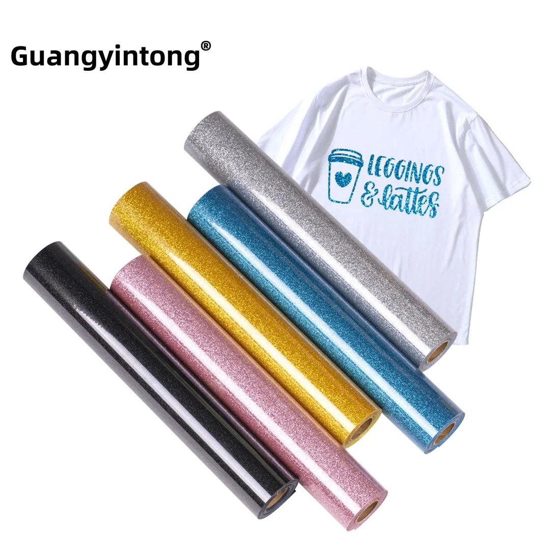 Guangyintong  PU Glitter Heat Transfer Series Iron on Glitter Paper Glitter Vinyl for Shirts Htv Pu Vinyl Rolls