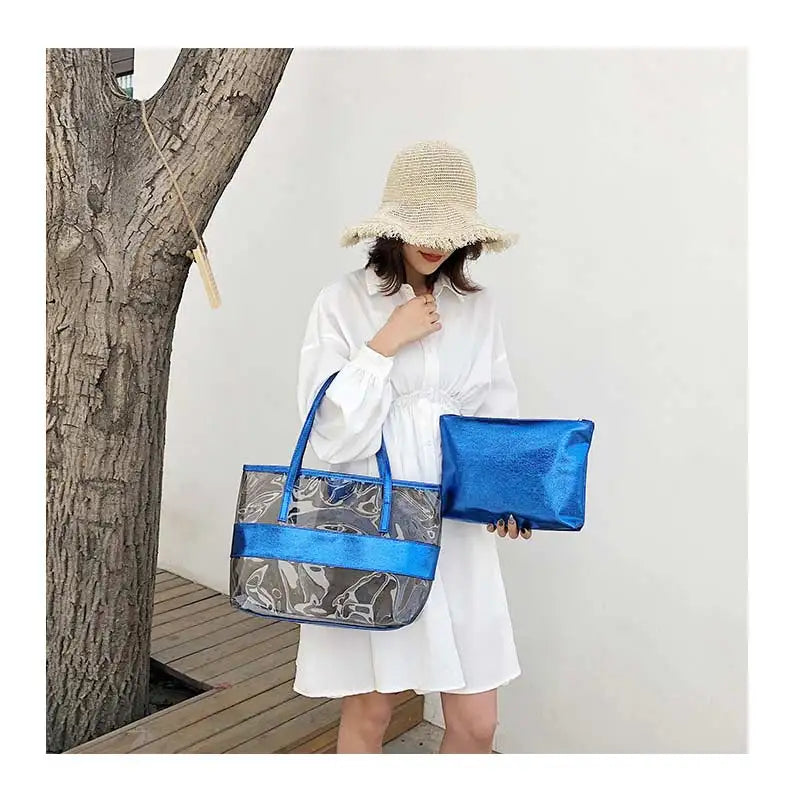 PVC Transparent Waterproof Crystal Jelly Bag Single Shoulder Bun Lady Style Summer Beach Bag for Women