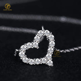 Women's D VVS 925 Sterling Silver Heart Shaped Moissanite Necklace Fashion Jewelry Necklace