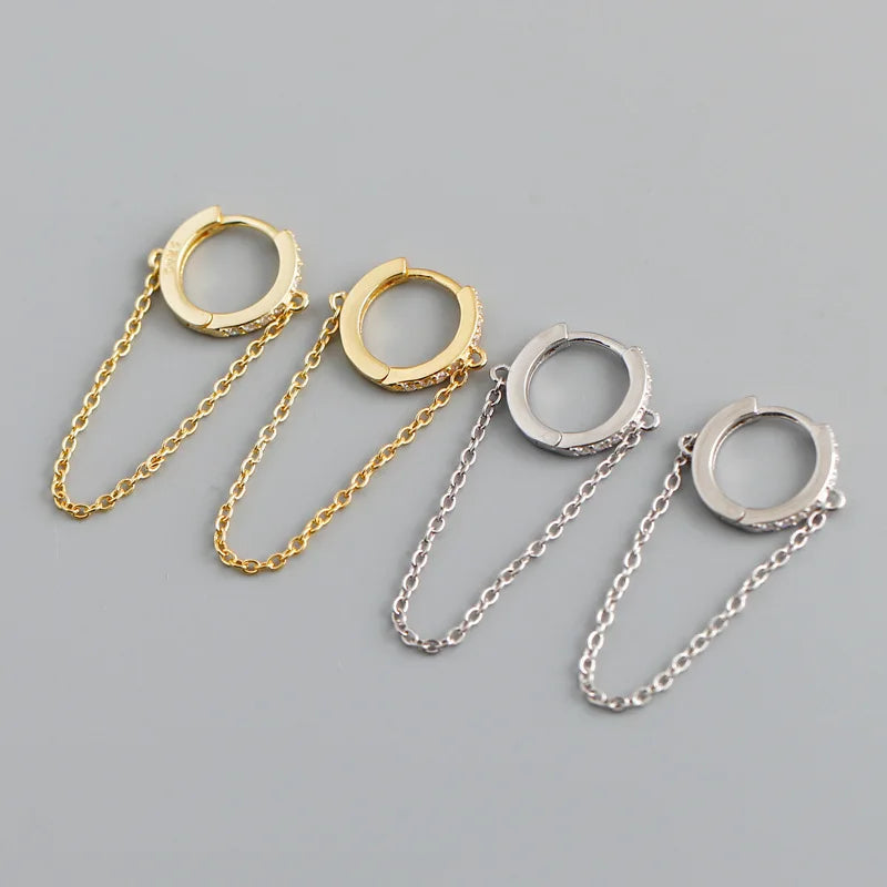 Multicolor Ear Buckle Rhinestone Chain Set 18k Gold Earrings Chain Fine Jewelry Silver Latest Design Earrings