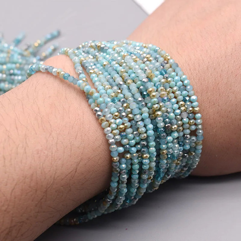 New 2mm 170pcs Faceted Crystal Glass Beads Seed Rondelle Crystal Loose Spacer Beads for Jewelry Making DIY Necklace Bracelet