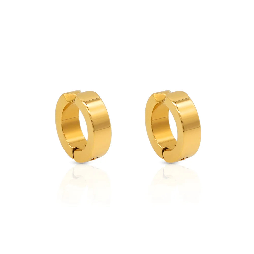 Chris April 316L Stainless Steel PVD Plated Gold None Piercing Ear Hoops Earring