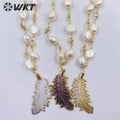 WT-JN234 Wholesale Newest Fashion Feather Freshwater Pearl Necklace Gorgeous Multi- Color Optional Pearl Fancy Chain Necklace