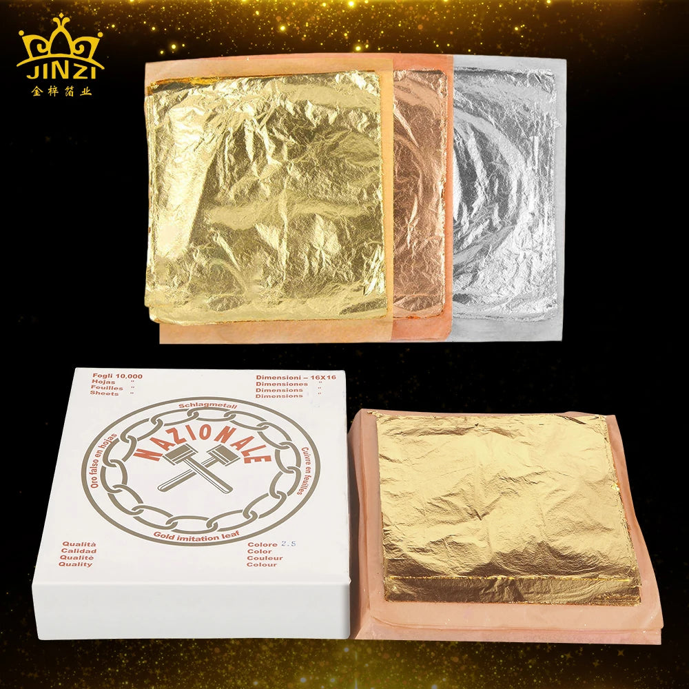 16x16cm Italian Imitation Gold Leaf Silver Foil Leaf for Gilding Furniture Ceiling Home Decoration