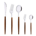 5pcs Silver Imaitation Wood Wedding Flatware ABS Handle Cutlery Silverware Set Stainless Steel