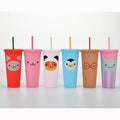 Reusable 22oz Double Wall Colored Acrylic Tumbler Cups Plastic Bulk Cold Drinks Matte kids tumbler with straw