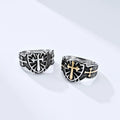 Fashion Minimalist Jewelry Big Rings for Men Stainless Steel Shield Cross Bulk Wholesale Rings Vintage